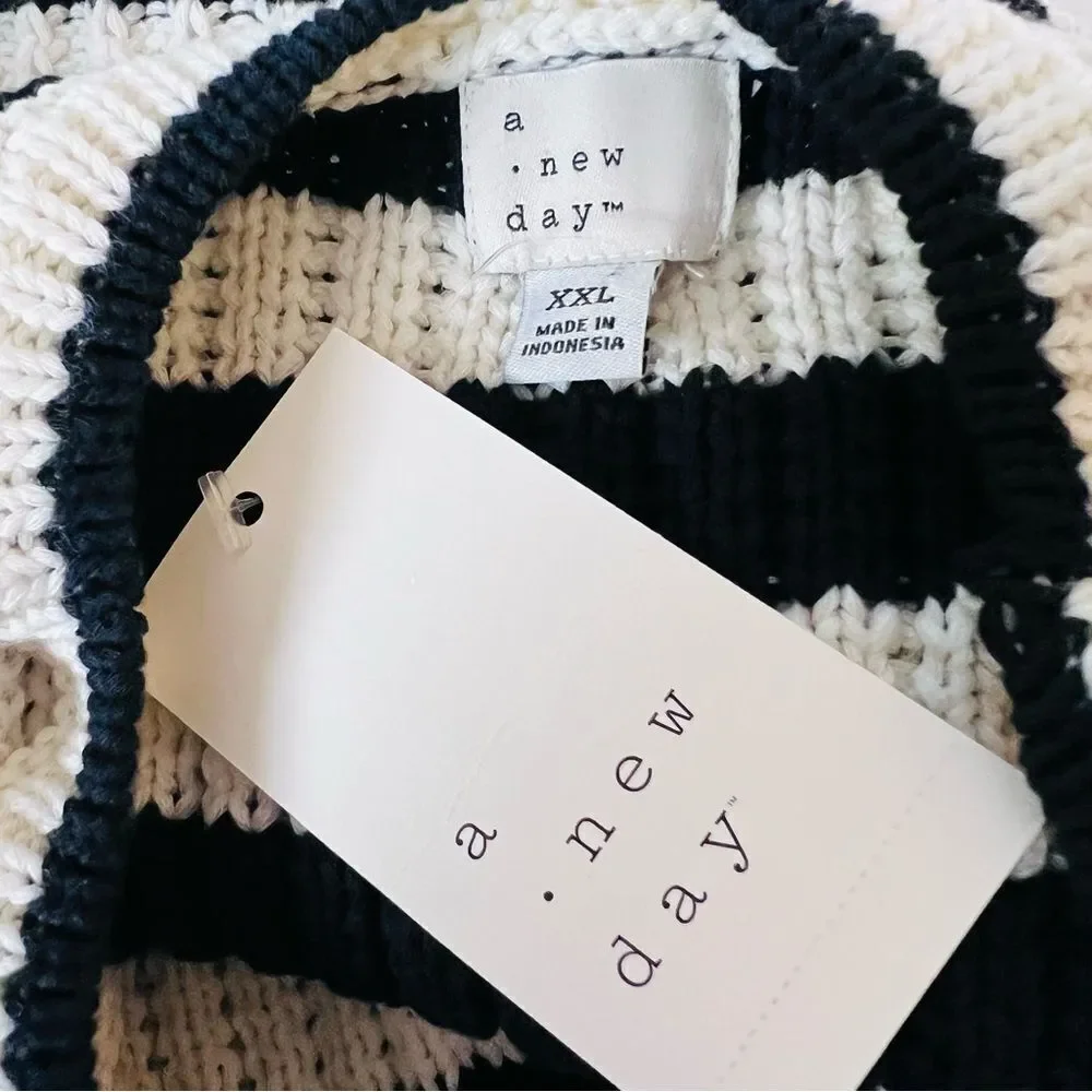 NWT A new day Top Knit Tank Sweater Black White Size XXL - Picture 4 of 7